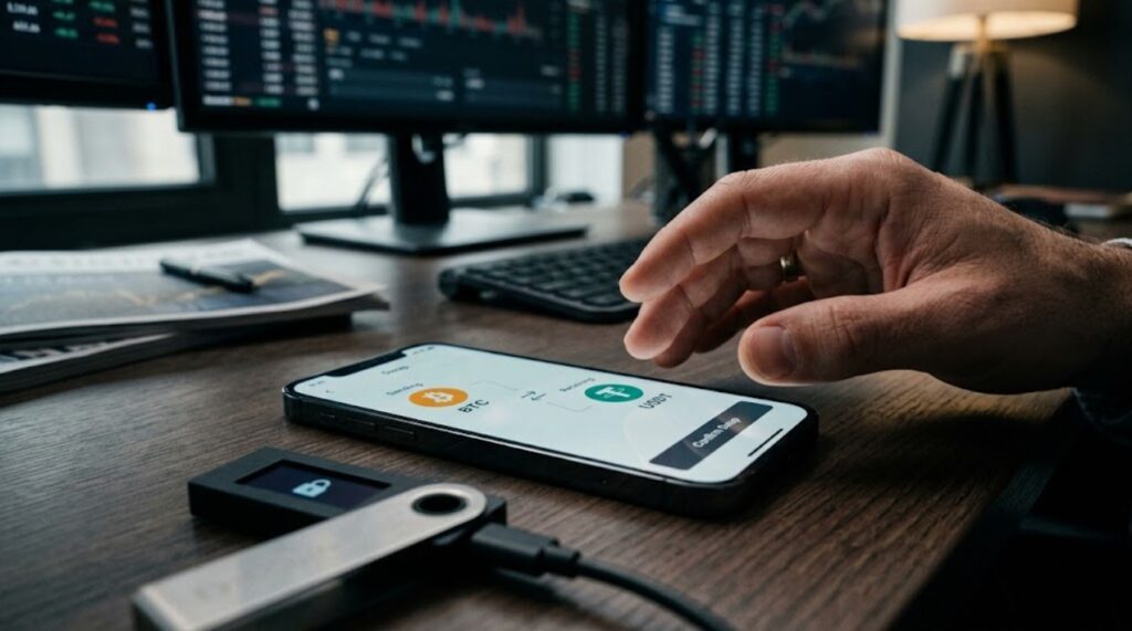 Обмен биткоина BTC на USDT в криптокошельке